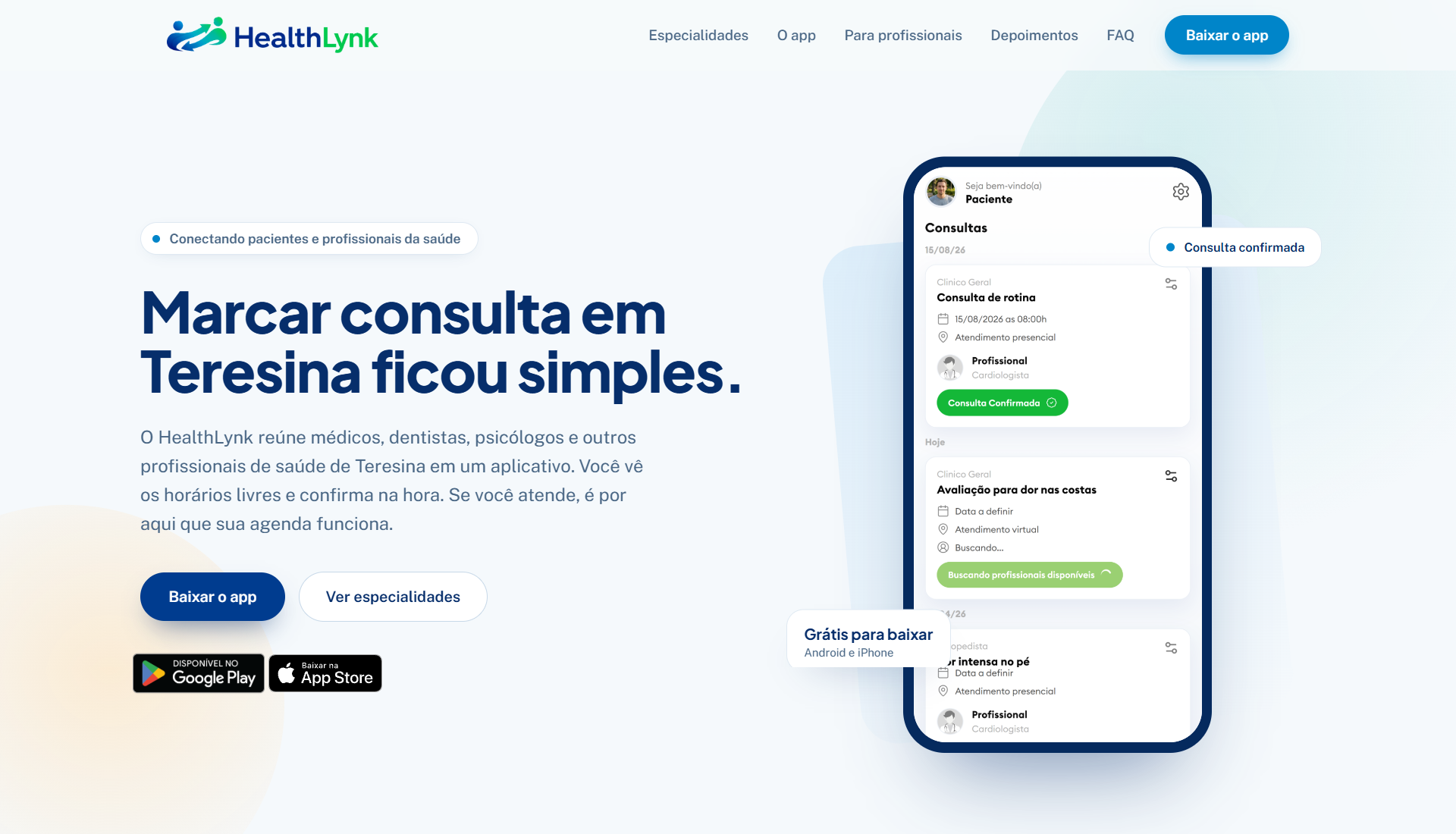 Hero do site HealthLynk